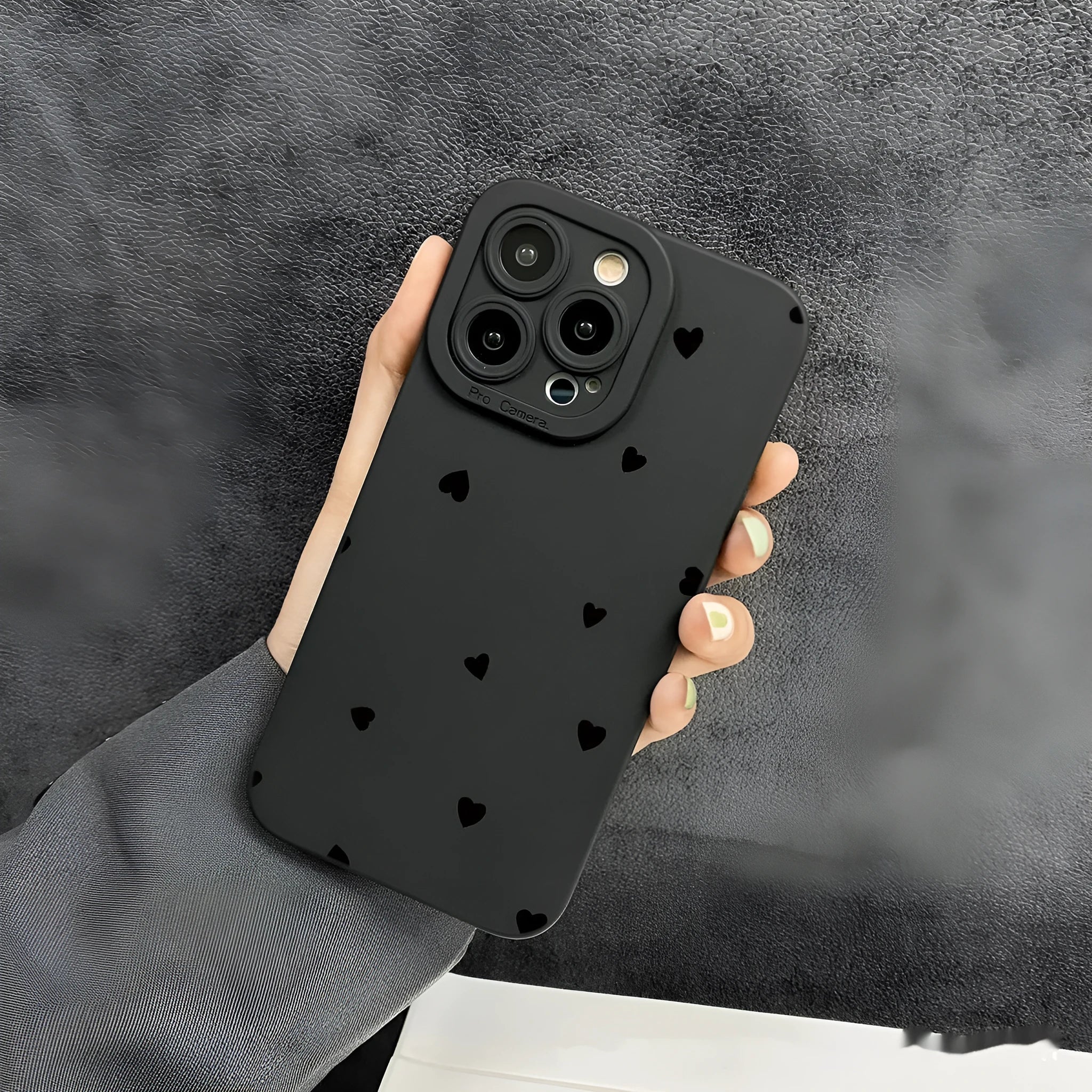 Black with love TPU phone case back cover for iPhone 11 12 13 14 15 16 series