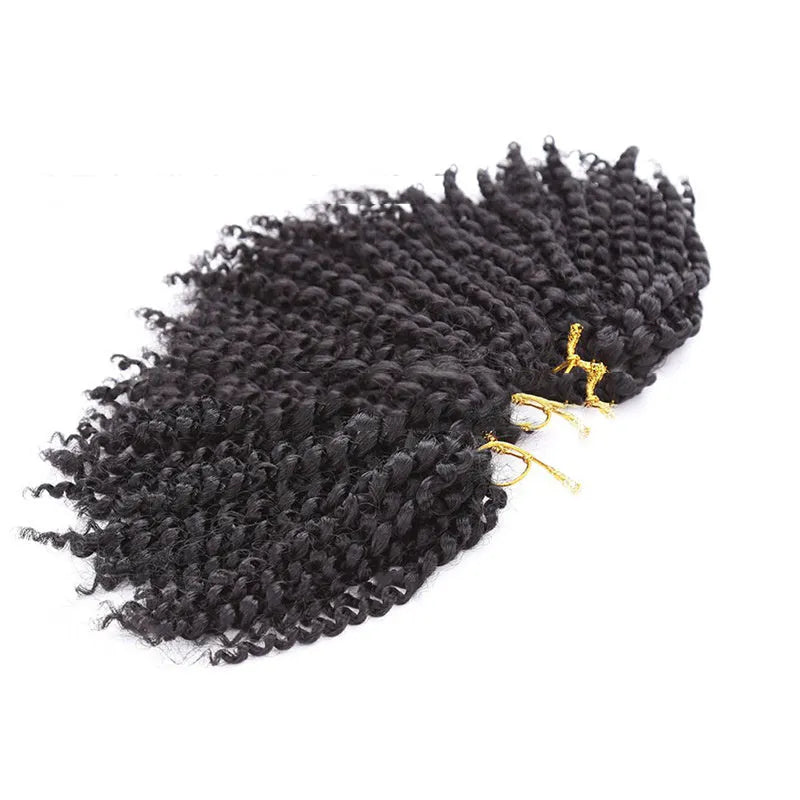 Crochet hair extension wig in black, 8 inches long, 3 strips with 60 roots, braiding style