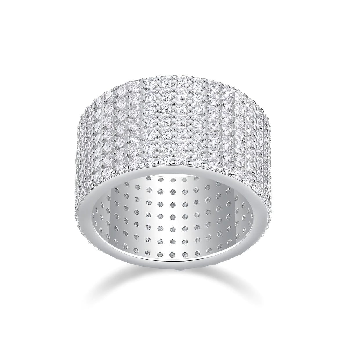 Starry River wedding ring set with moissanite stone in S925 silver with platinum plating, gift box packaging