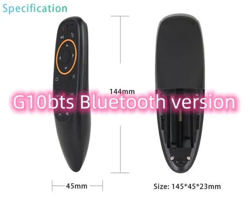 G10 G10S series black wireless remote control with silicone buttons for Android and PC.