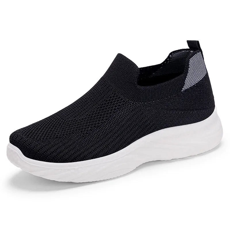 Women's casual running shoes in flyknit with a soft PVC sole, shown in a choice of colours.