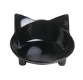 Shallow black melamine pet bowl with non-slip rubber base for cats and small dogs.
