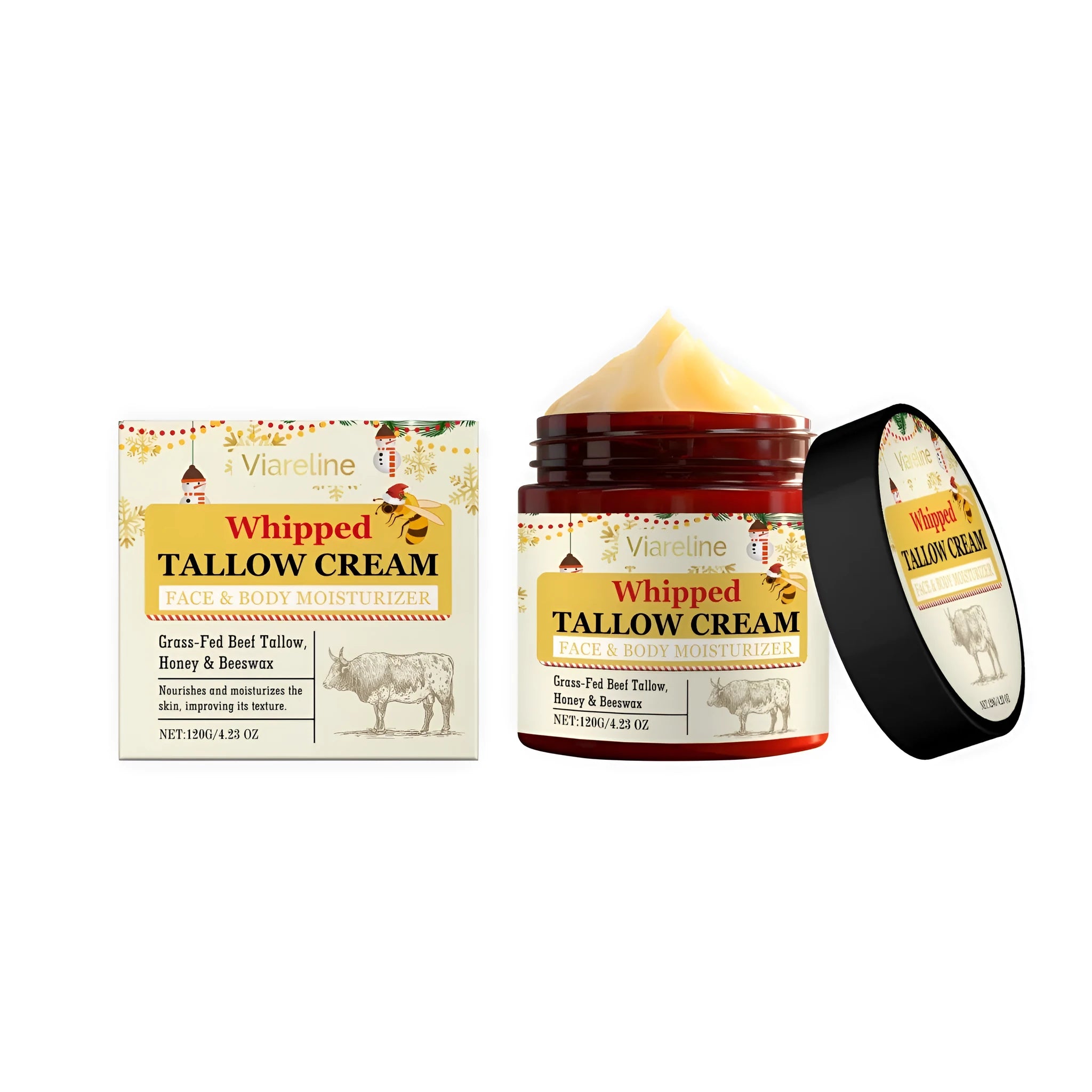 Bovine fat nourishing skin cream 120g jar with tallow and honey extract for dry skin moisturising