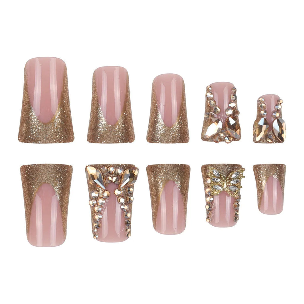 Golden Diamond In The Debris butterfly design nail stickers in colour D34 with jelly glue bottle