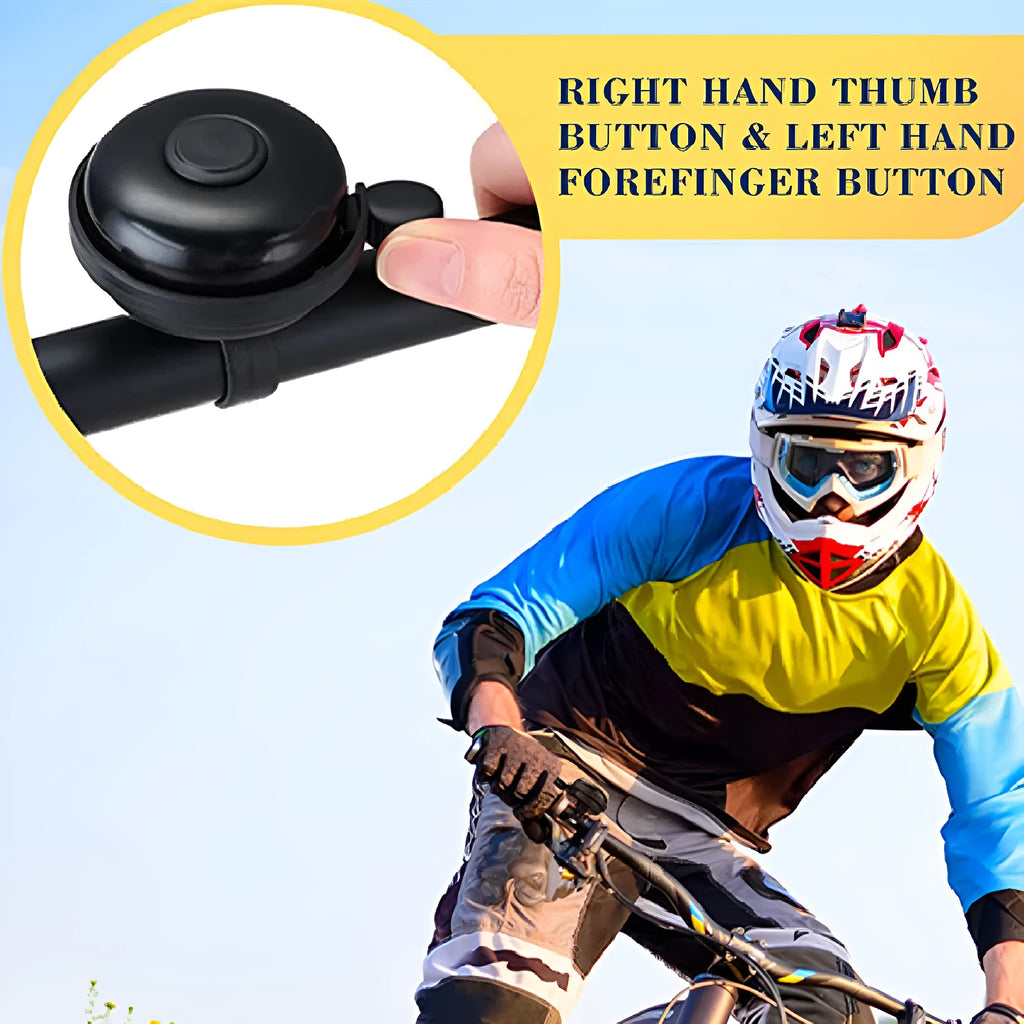 Black flat bicycle bell with 58mm diameter for mountain bike handlebar mounting