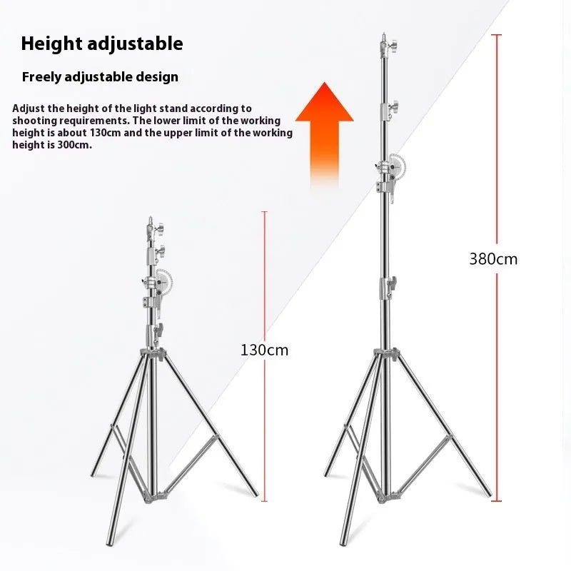 Silver stainless steel cross arm ceiling lamp rack extended to show height