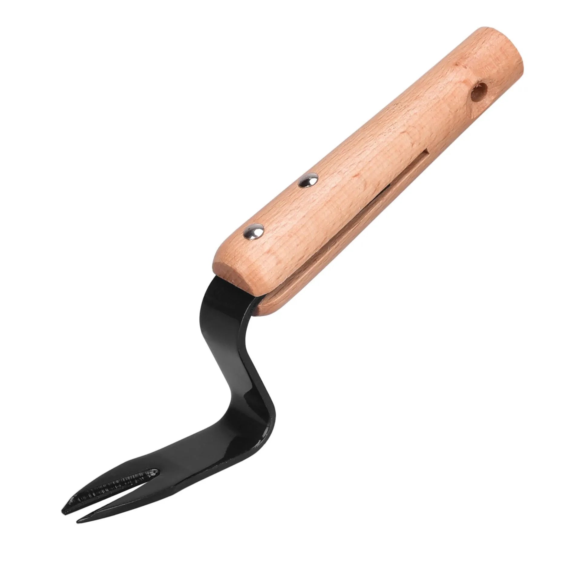 Carbon steel garden weeding and seedling rooting device 20 cm length on soil background