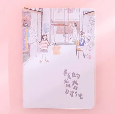 Cherry Blossom colour page button notebook with PU cover, 11cm x 15cm, spiral binding, two style designs