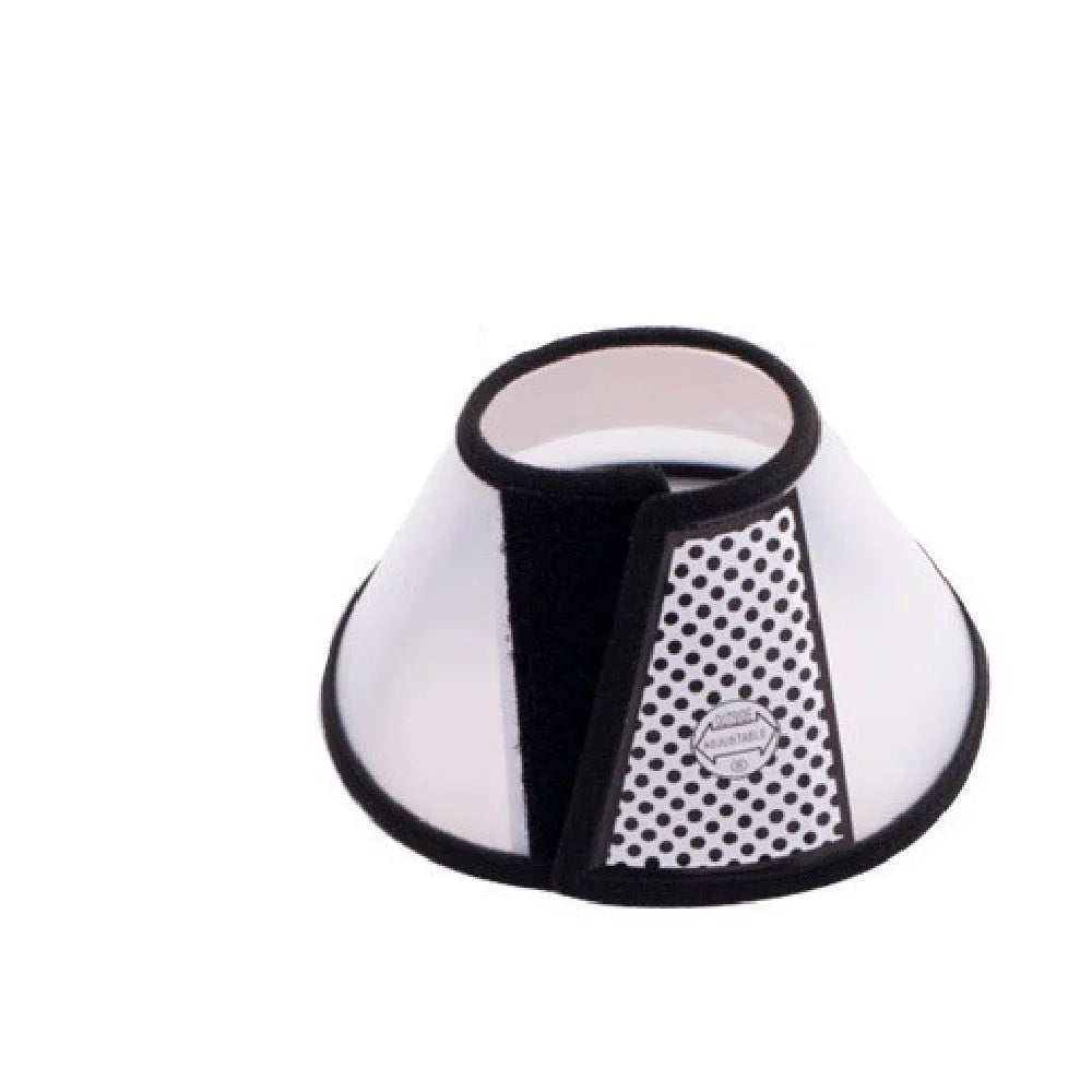 Transparent PP pet cleaning ring with Velcro, available in eight sizes for cats and dogs