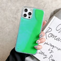 Luminous glitter quicksand iPhone case with TPU rear cover in Green Yellow, Blue White, Orange Yellow, Purple Pink, Black and White