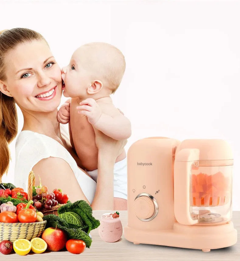 Baby food processor with steamer and blender functions in green colour
