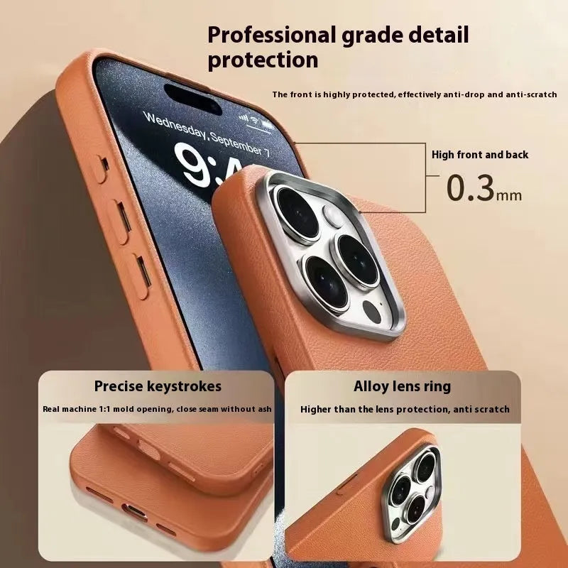 Plain leather pattern TPU phone case in black, grey or orange for Apple iPhone 11 to 16 Pro Max