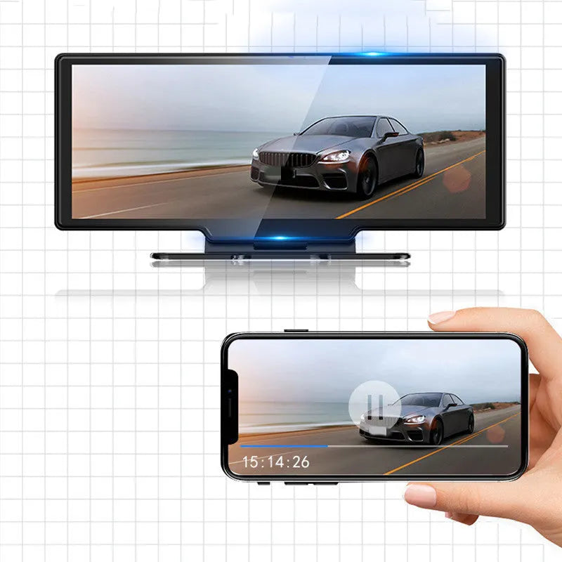 2.5K high-definition dash cam with 11-inch screen and voice control in black