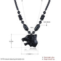 Copper wolf head pendant necklace with electroplated finish on adjustable water wave chain, colour LKNTRSN048