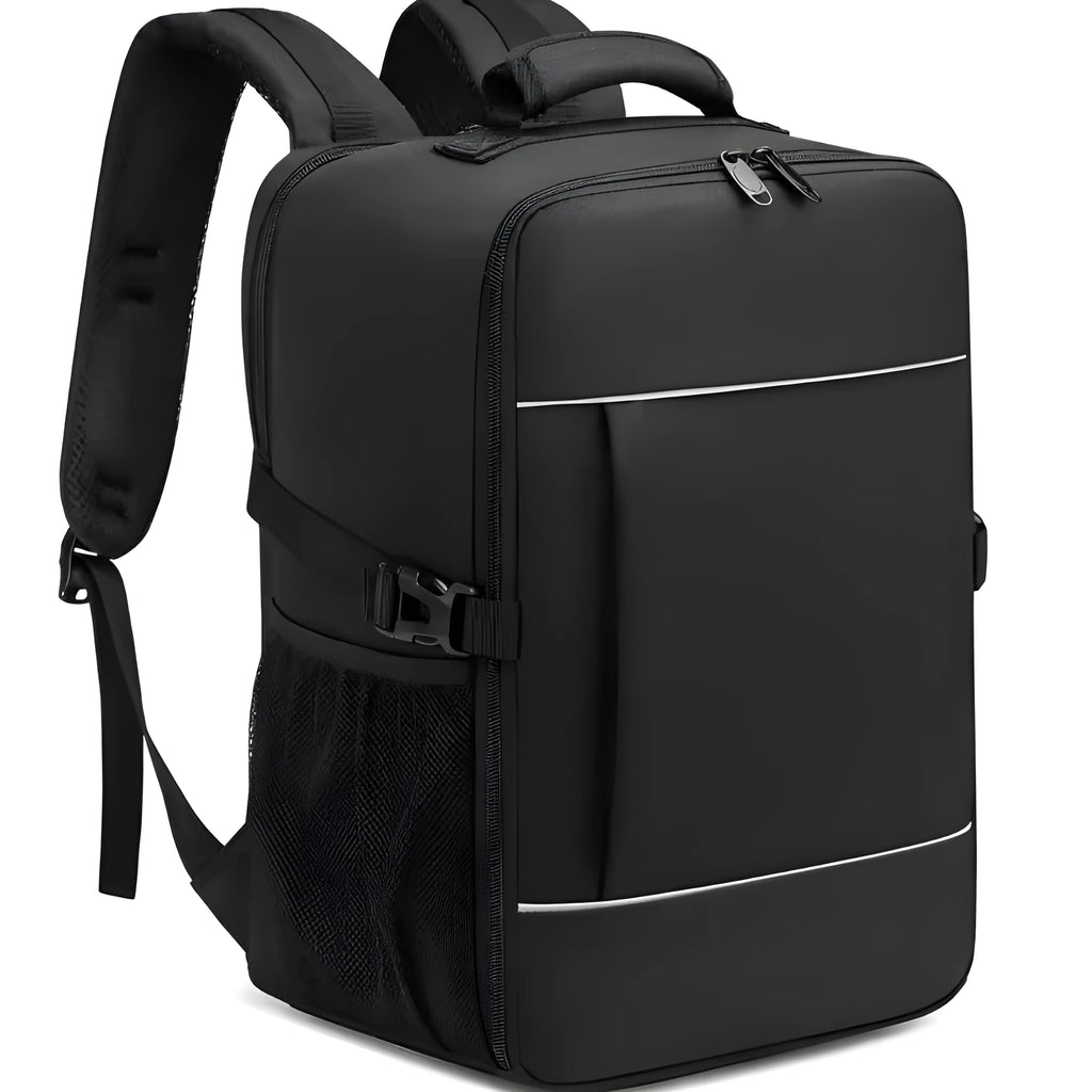 Boarding bag travel computer backpack water repellent Derm black 36-55L airpillow straps sewing line detail