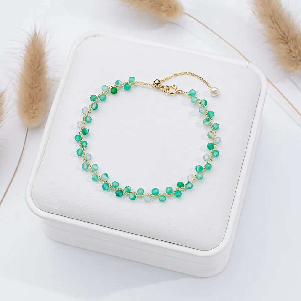 Hand-woven natural stone bracelet with tourmaline, amethyst, lapis lazuli and other crystal beads, adjustable fit