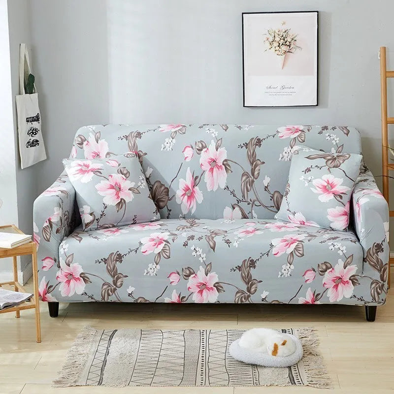 Elastic polyester striped sofa cover in modern design for a 3-seat sofa, available in 15 colours
