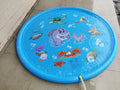 Blue PVC children's water spray play mat with marine animal designs measuring 100x170cm
