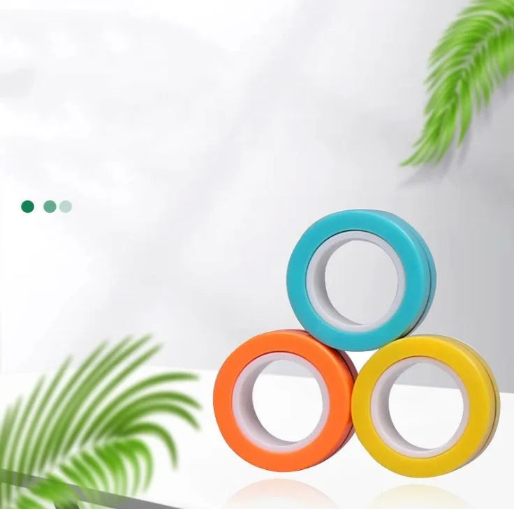 Magnetic finger rotating fidget ring in selected colour, showing external diameter of 3.2cm