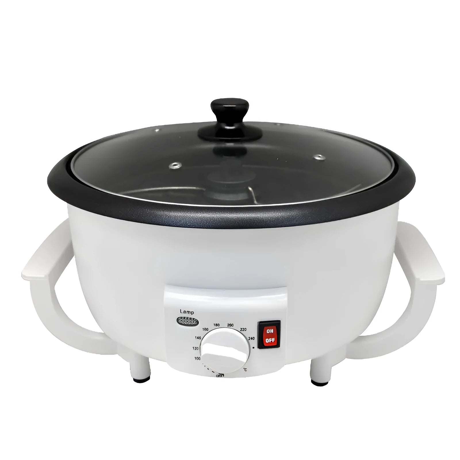 White oblate-shaped coffee bean roasting machine with 750g capacity