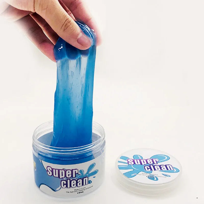 Non-toxic reusable cleaning gel slime for keyboards and car interior dust removal in blue colour