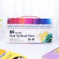 Set of ink water colour pens in a case, showing multiple colour barrels for artistic use.