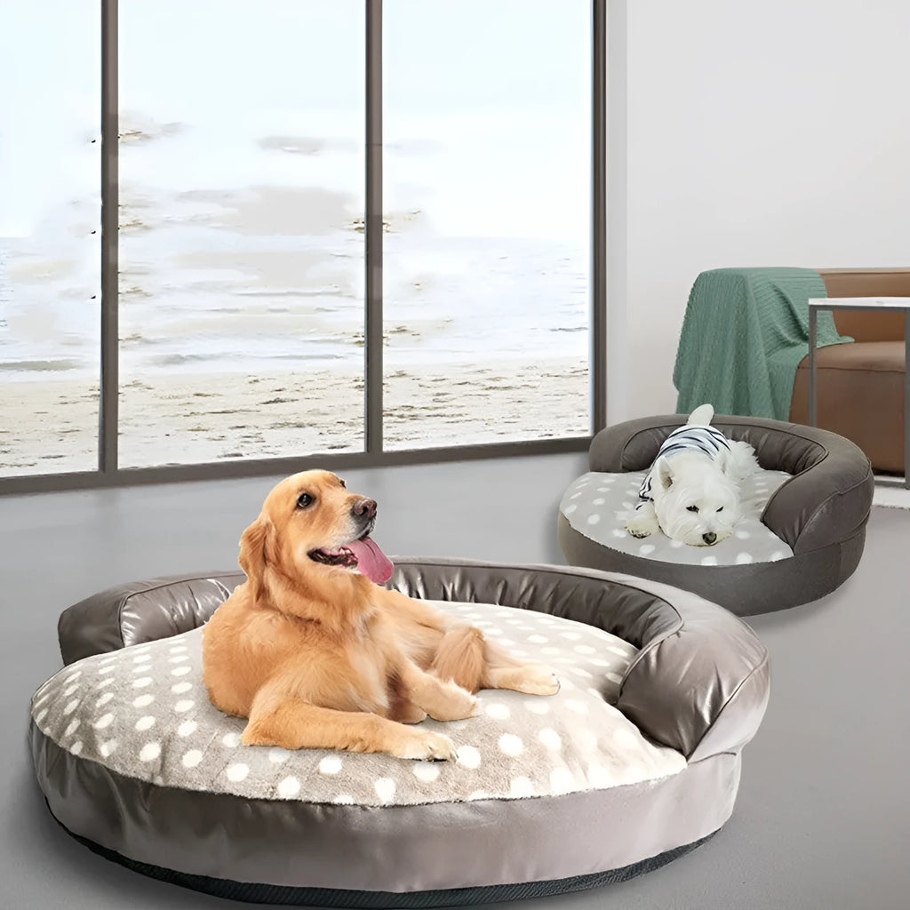 Large cloth dog bed for kennel in dark grey colour, 124 x 30 cm