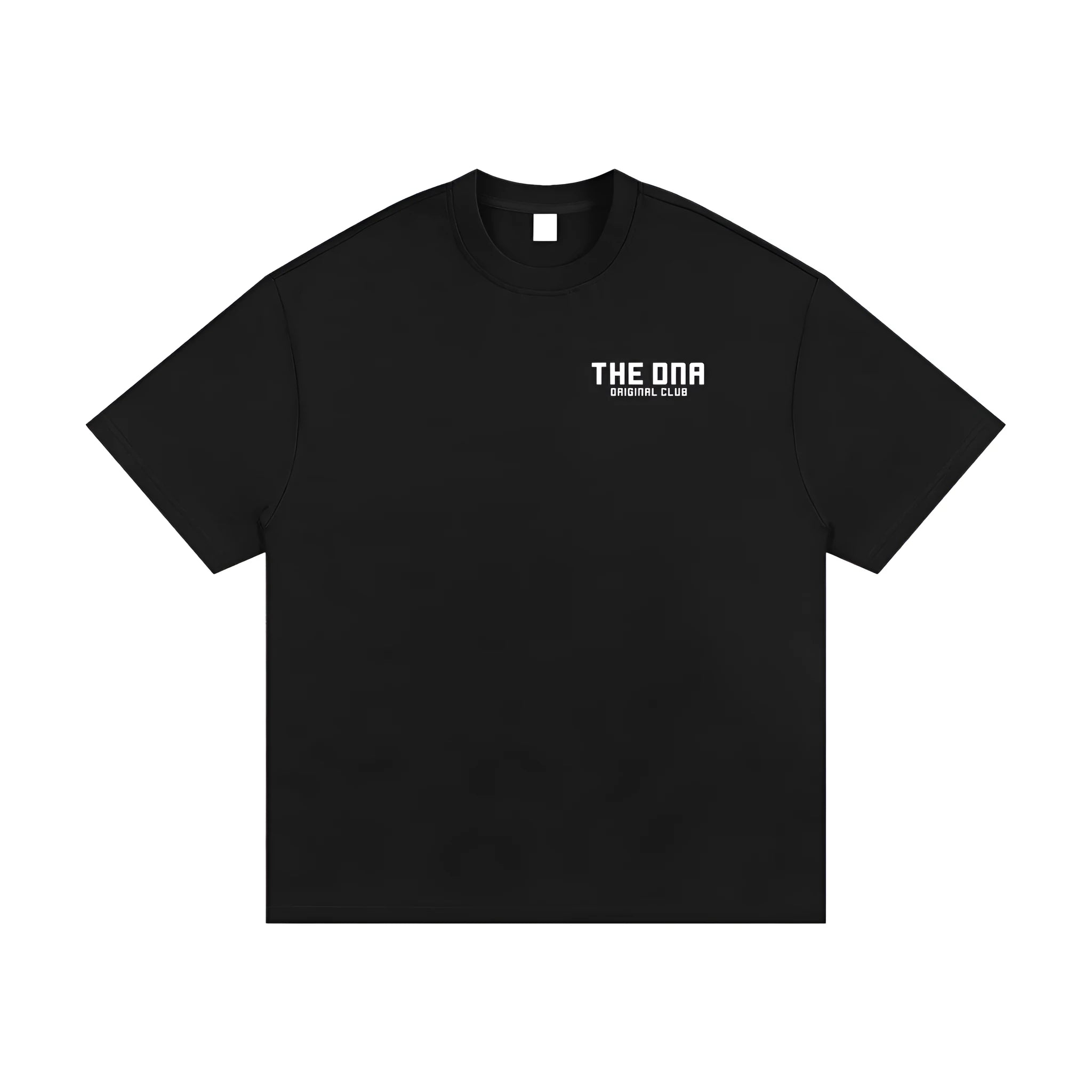 Black men's T-shirt with a 3D graphic print, loose fit, and short sleeves.