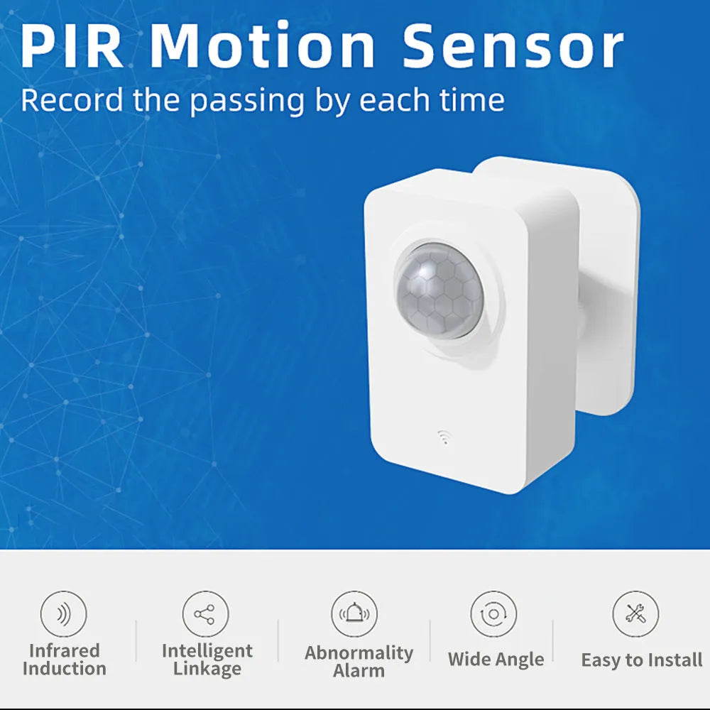 Graffiti Smart WiFi PIR human body infrared detector motion sensor anti-theft alarm on a white wall
