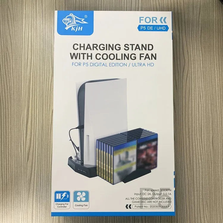 PS5 multi-function cooling charging base black ABS stand with heat dissipation bracket for PlayStation 5