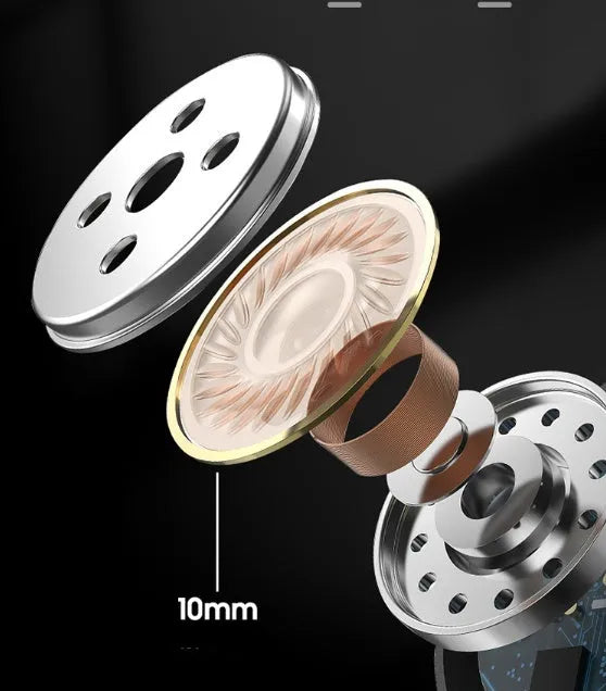 Black and white wireless Bluetooth in-ear headphones with compact charging case