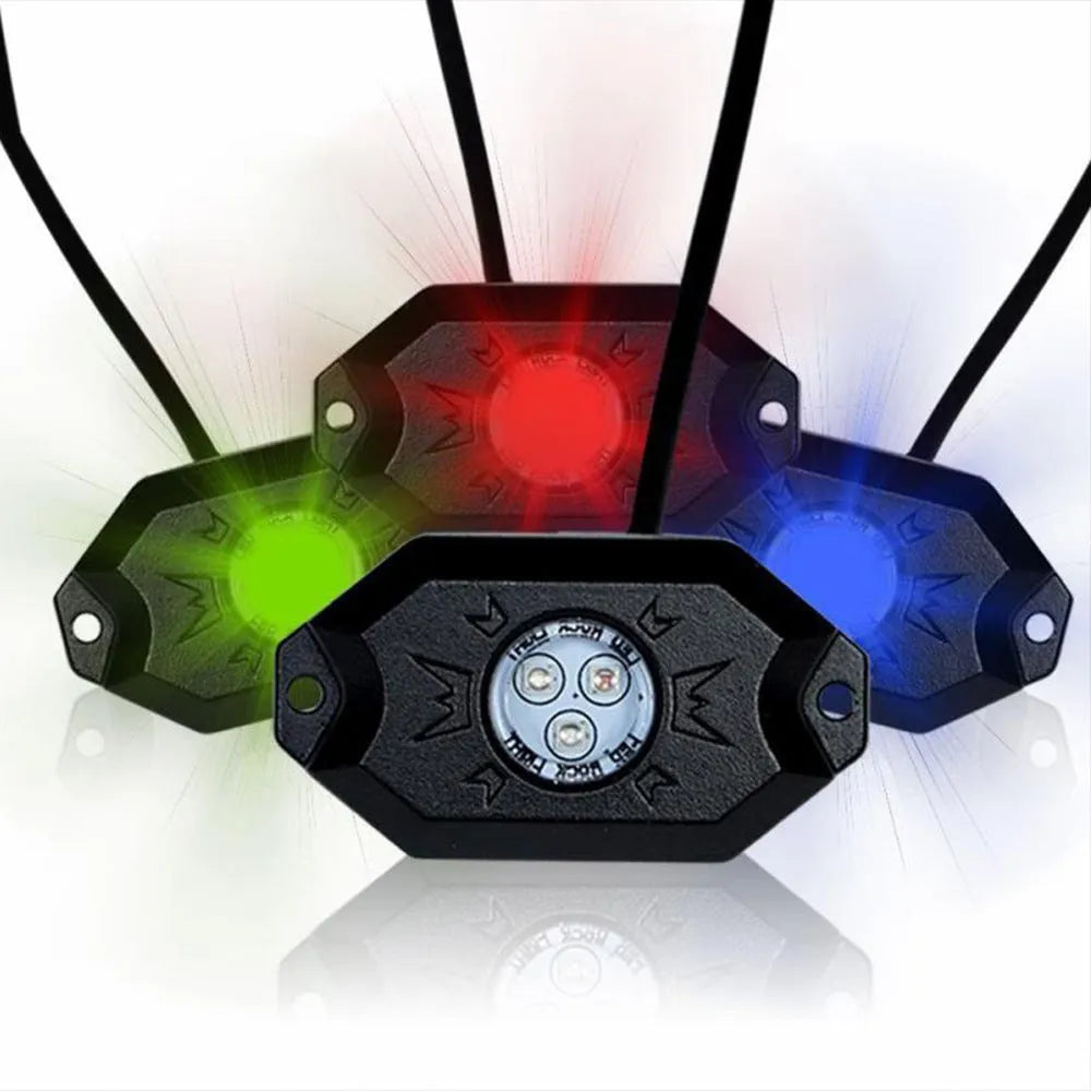Undercarriage LED RGB atmosphere light with eight CREE lamp beads in aluminium housing showing blue illumination pattern