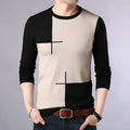 Men's wool crew neck pullover in black, dark blue, and red, sizes M to 3XL
