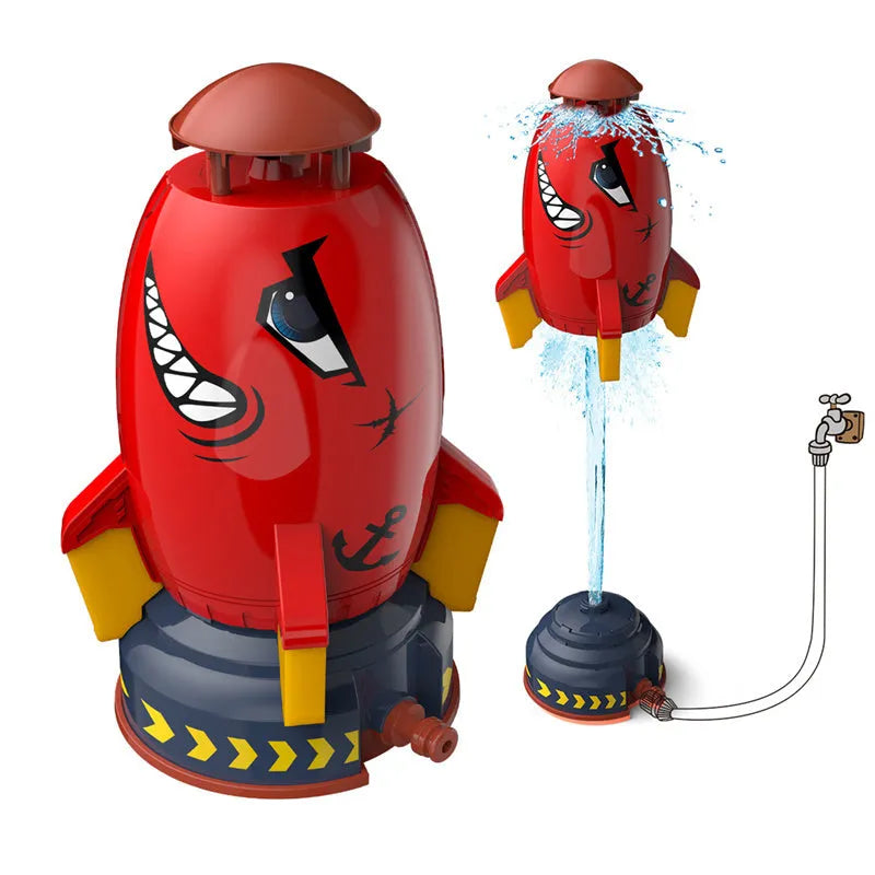 Rocket launcher water pressure sprinkler toy for outdoor garden lawn play with ABS plastic construction