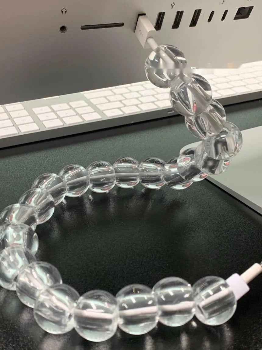 Transparent bead mobile phone data cable, 1m straight head single connector charging lead