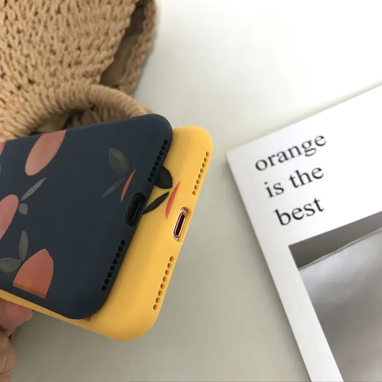 Blue TPU matte soft-shell phone case for iPhone on a white background.