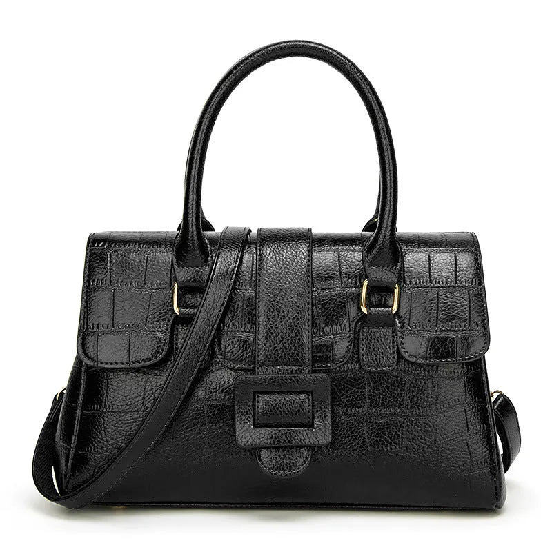 Women's Noble handbag PU crocodile pattern crossbody shoulder bag with magnetic buckle multi-compartment