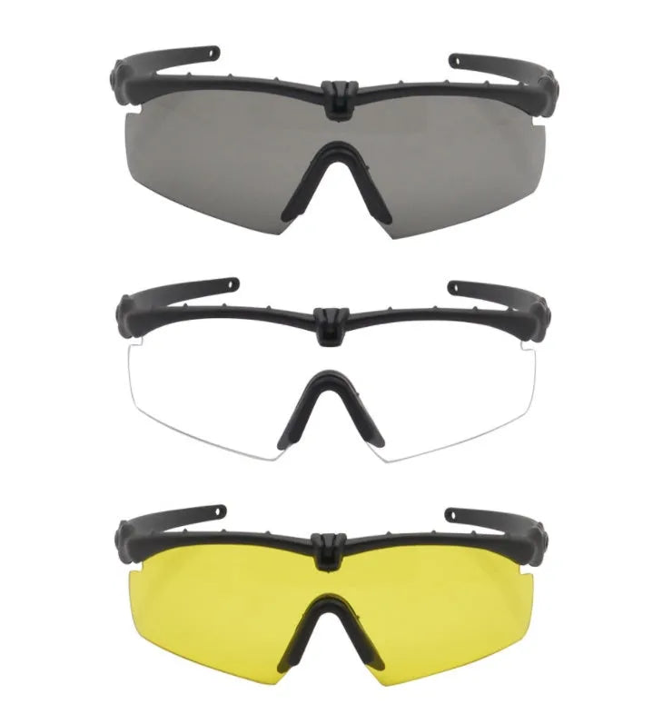 Tactical goggles shooting glasses with black frame and UV-protective PC lenses