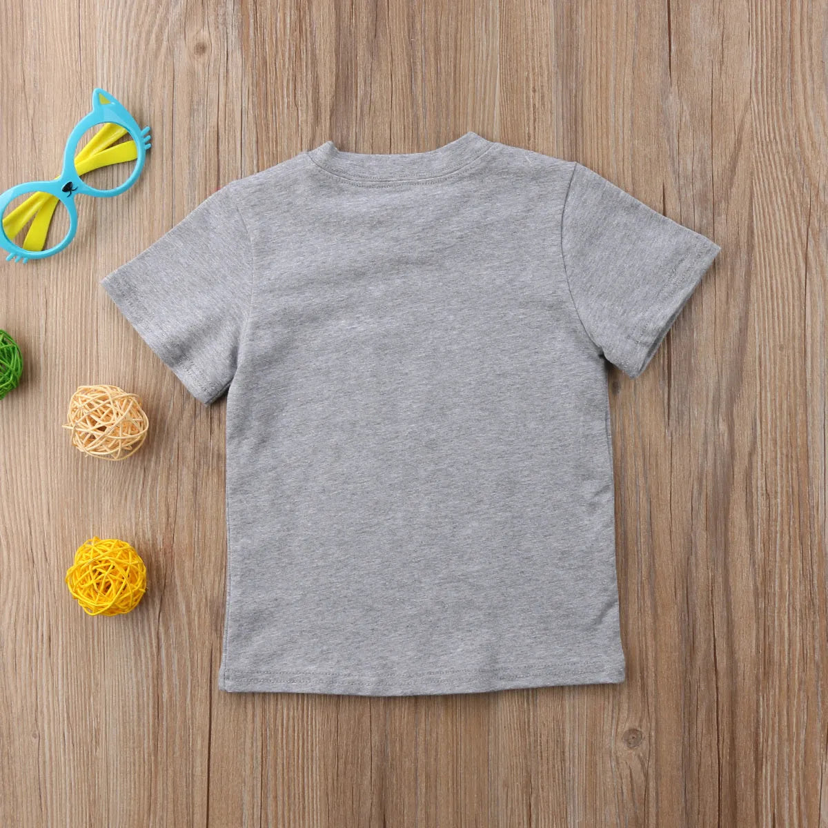 Grey cotton printed t-shirt for children with sibling themes in Asian sizes from 60cm to 140cm