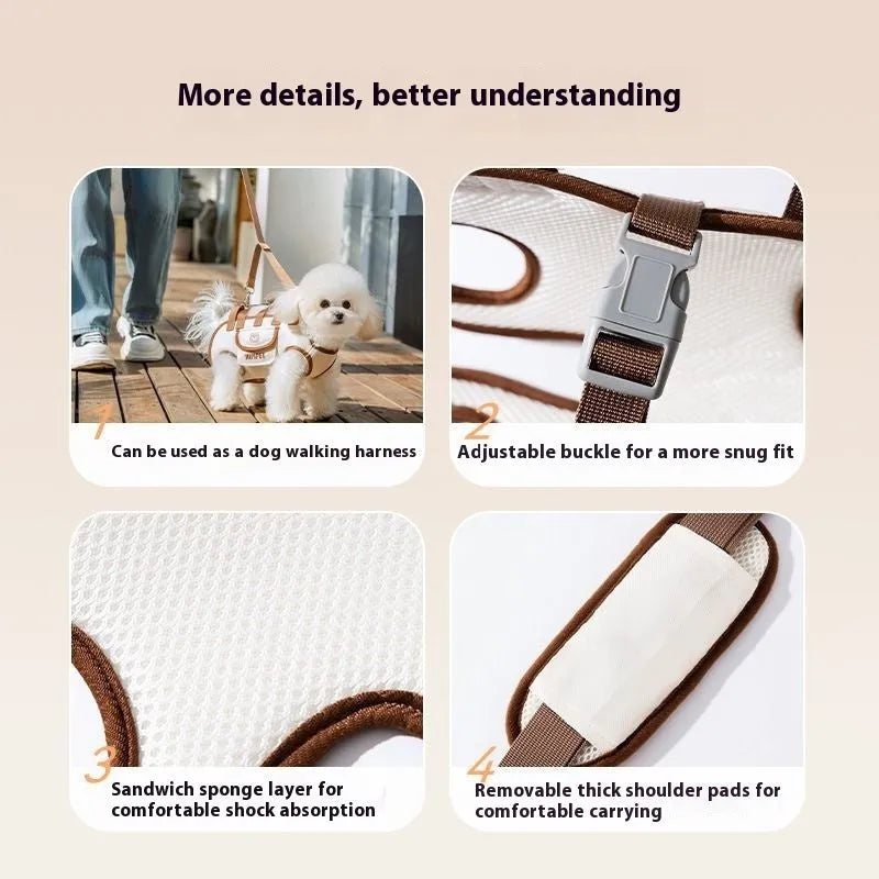 Genuine leather crossbody pet handbag carrier for small dogs and cats in Lomi Brown colour