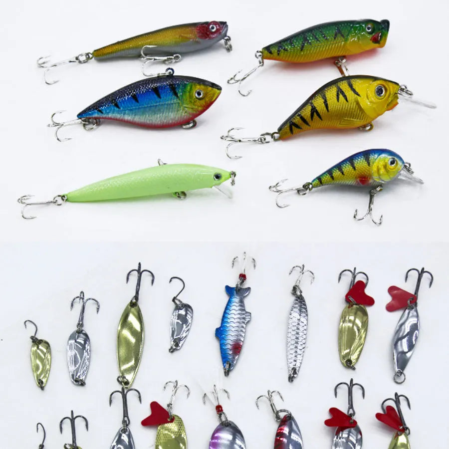 132-piece fishing lure set with rose red soft plastic baits and high-carbon steel hooks in storage case