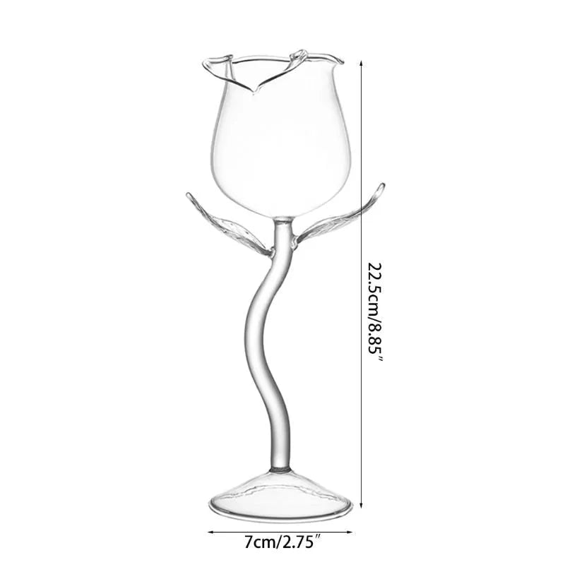 Rose flower shaped glass goblet with 100ml capacity for wine or cocktails