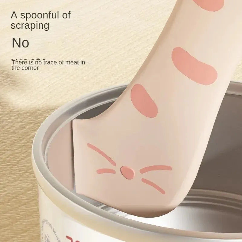 Silicone pet spoon with built-in can opener and flexible sealing cover for pet food cans