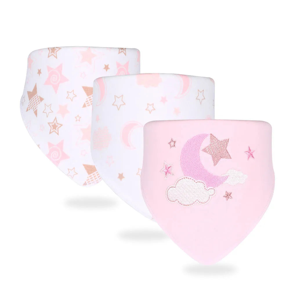 Set of 3 cotton baby saliva towels in animal prints, size 42x30.5x30.5cm, suitable for babies and toddlers