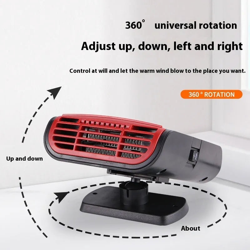 Portable 150W 12V black ABS car heater blower for defrosting and demisting windscreens