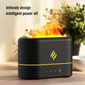 Black USB aroma diffuser with seven-colour flame LED effect and water mist.