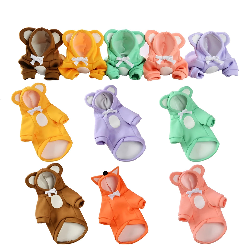 Cute Pets Turn Into Clothes polyester hoodie for dogs and cats in orange colour, casual style