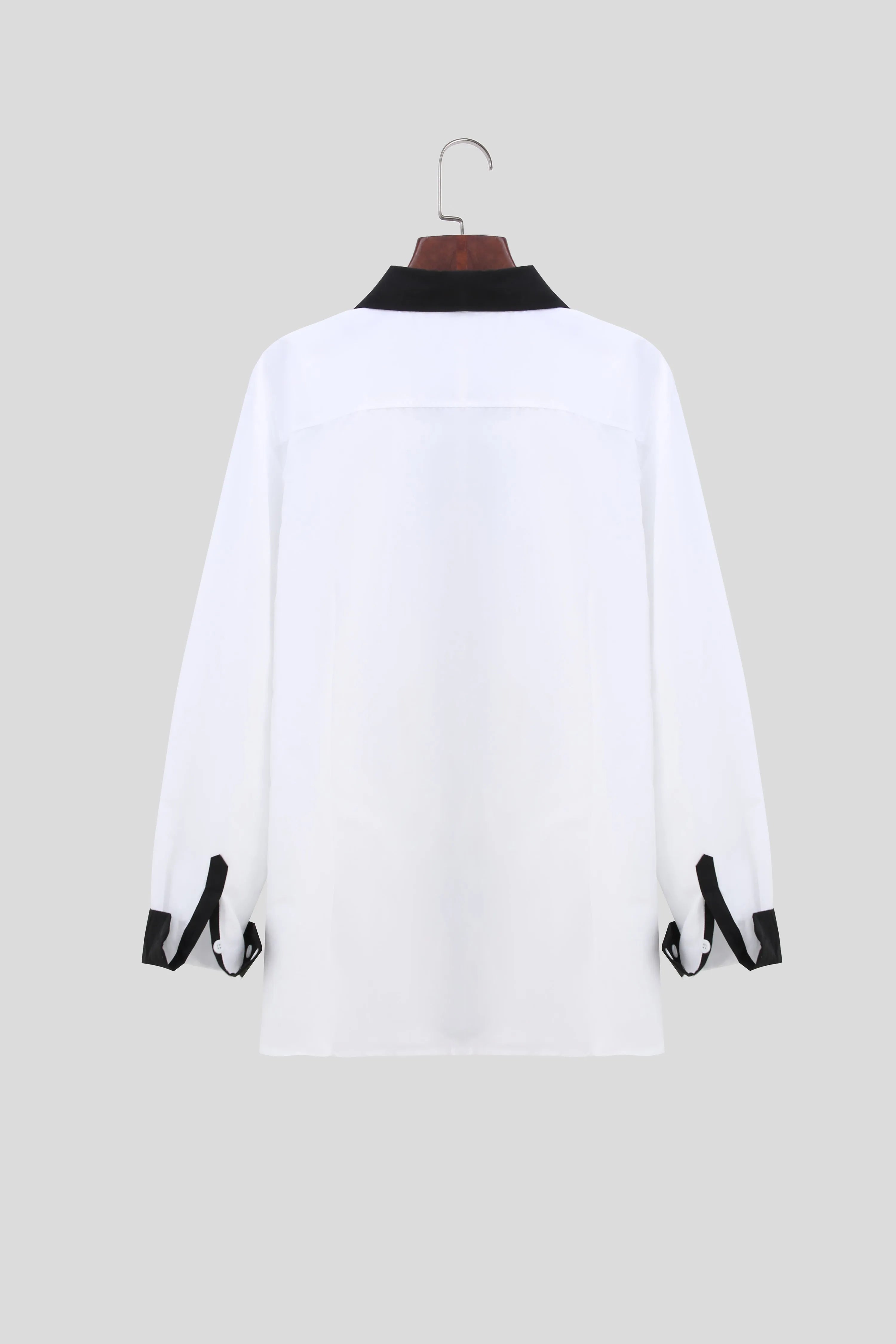 Long-sleeved colour-blocked shirt for teenage men in White with contrasting panels, figure-hugging cut