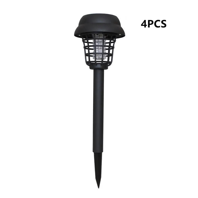 Solar mosquito killer lamp with white light and purple insecticidal glow for outdoor use