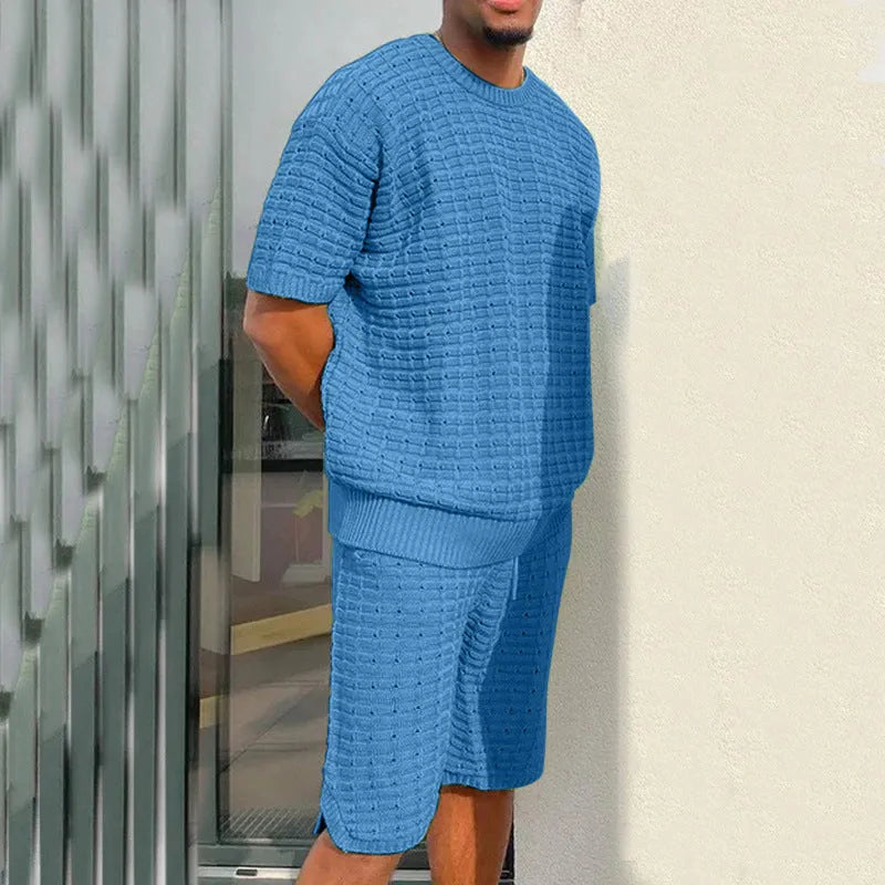 Men's loose hippie summer shirt and shorts set in polyester, available in five colours and sizes S to 3XL